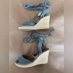 Rampage light denim blue, rope wedge espadrilles. Size 6 1/2. New without tags.